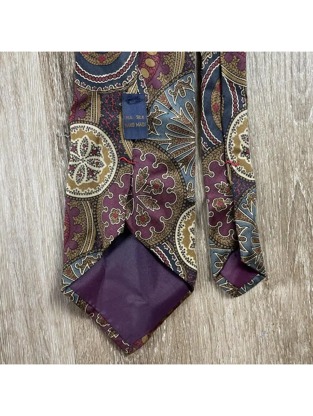 Lot Of 4 VTG Abstract Ties Sailboats Golden Grapes Geometric Hand Made USA